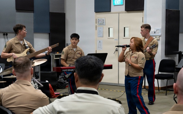 U.S. Marine band practices alongside the Singapore Armed Forces Band