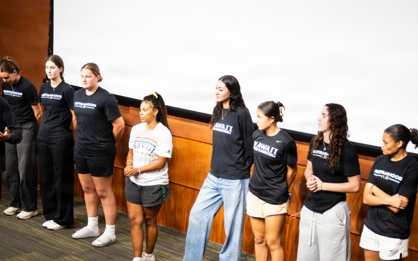 94th Army Air and Missile Defense Command Soldiers help kickoff the University of Hawaii at Manoa's 2026 Girl's Youth Impact Program Draft Night