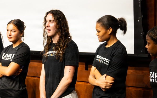 94th Army Air and Missile Defense Command Soldiers help kickoff the University of Hawaii at Manoa's 2026 Girl's Youth Impact Program Draft Night