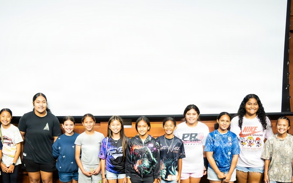 94th Army Air and Missile Defense Command Soldiers help kickoff the University of Hawaii at Manoa's 2026 Girl's Youth Impact Program Draft Night