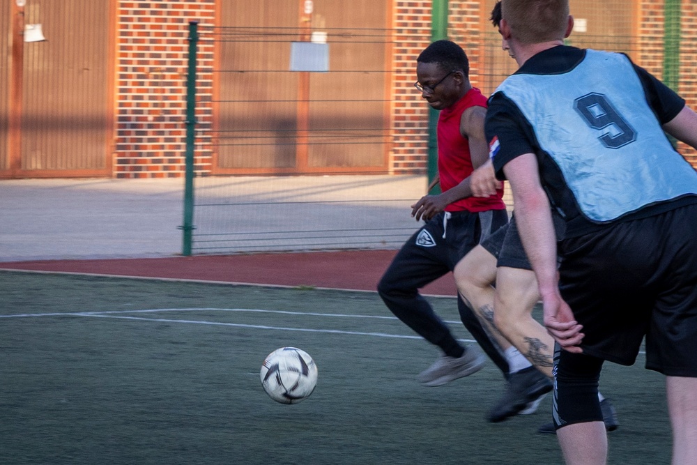 U.S. Army and NATO Soldiers participate in Heat Wave All-Star Soccer clinic