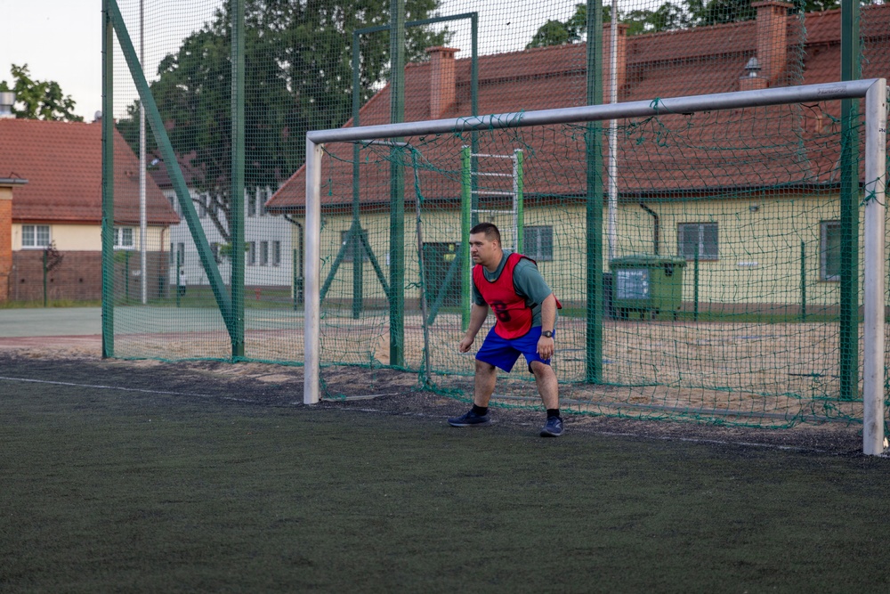 U.S. Army and NATO Soldiers participate in Heat Wave All-Star Soccer clinic