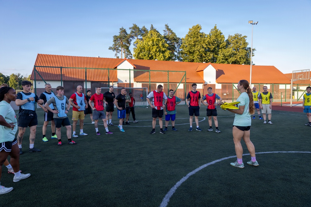 U.S. Army and NATO Soldiers participate in Heat Wave All-Star Soccer clinic