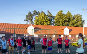 U.S. Army and NATO Soldiers participate in Heat Wave All-Star Soccer clinic