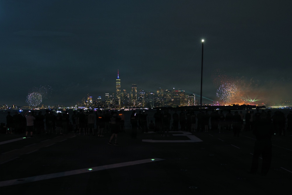 Kearsarge Sailors Observe Fireworks Display