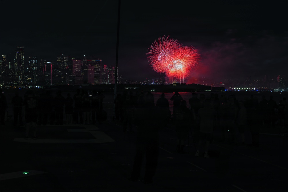 Kearsarge Sailors Observe Fireworks Display