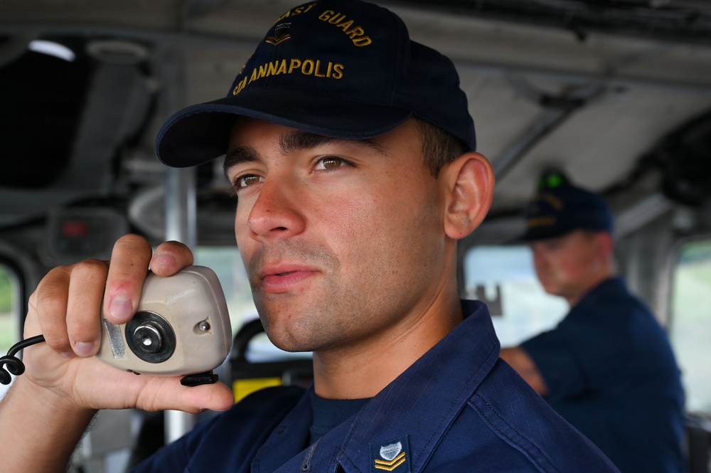 Coast Guard Station Annapolis conducts training operations near Thomas Point Lighthouse