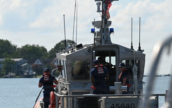 Coast Guard Station Annapolis conducts training operations near Thomas Point Lighthouse