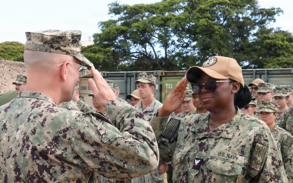 First Naval Construction Regiment Holds Promotion Ceremony For Sailor