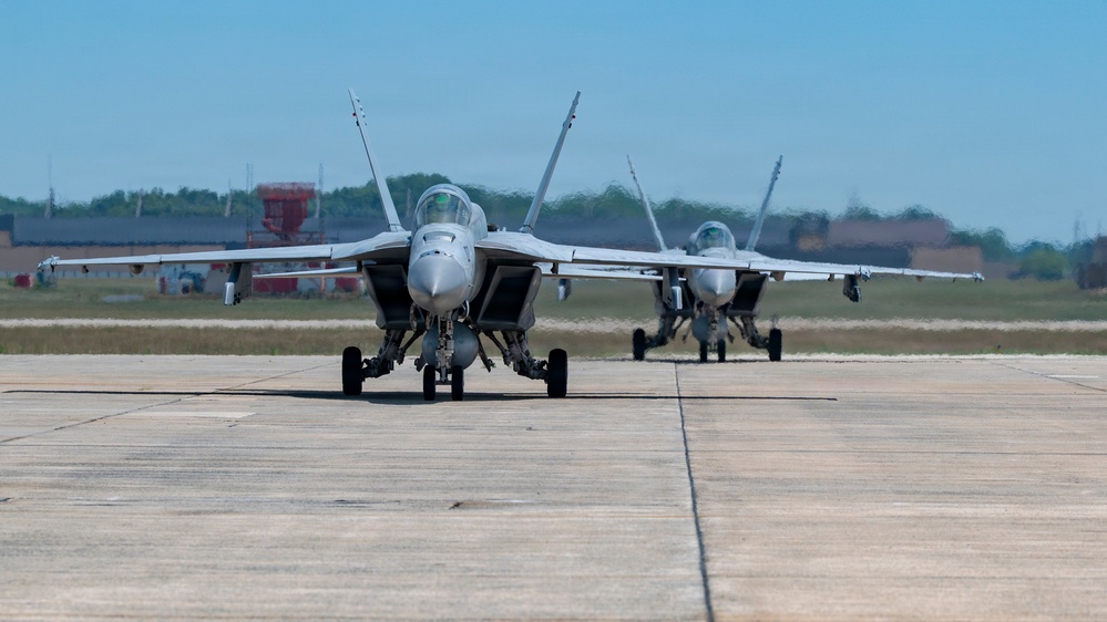 Navy Super Hornets stage at Andrews for Freedom 250