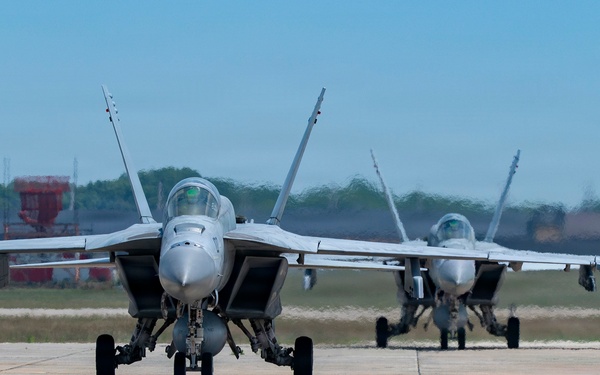 Navy Super Hornets stage at Andrews for Freedom 250