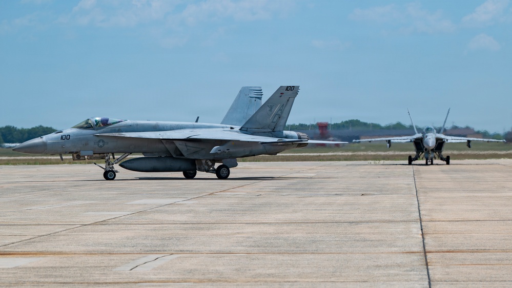 Navy Super Hornets stage at Andrews for Freedom 250