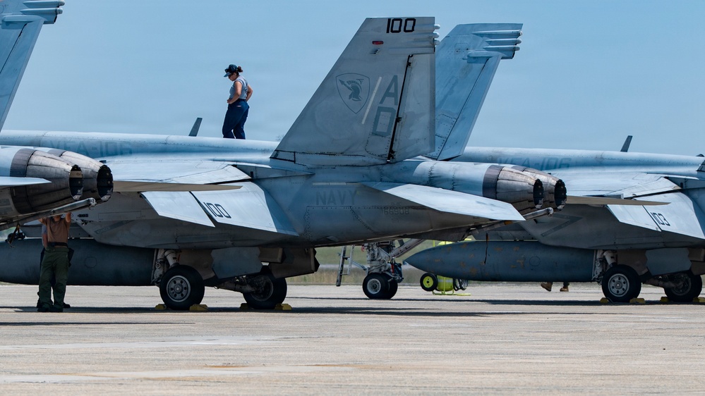 Navy Super Hornets stage at Andrews for Freedom 250