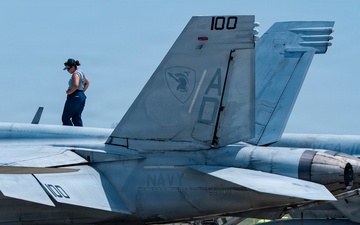 Navy Super Hornets stage at Andrews for Freedom 250