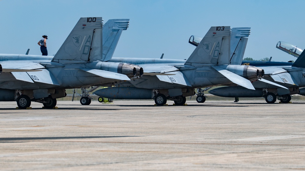 Navy Super Hornets stage at Andrews for Freedom 250