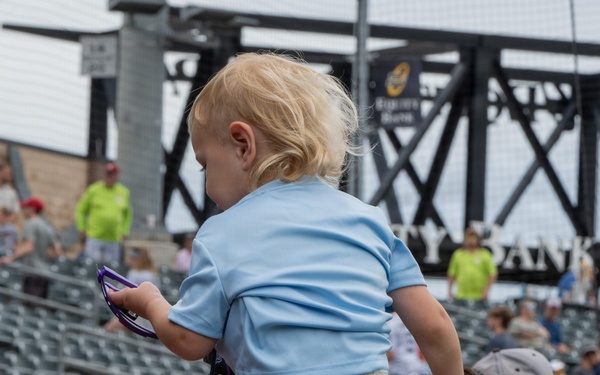 184th Wing gathers for family day at Wind Surge baseball game