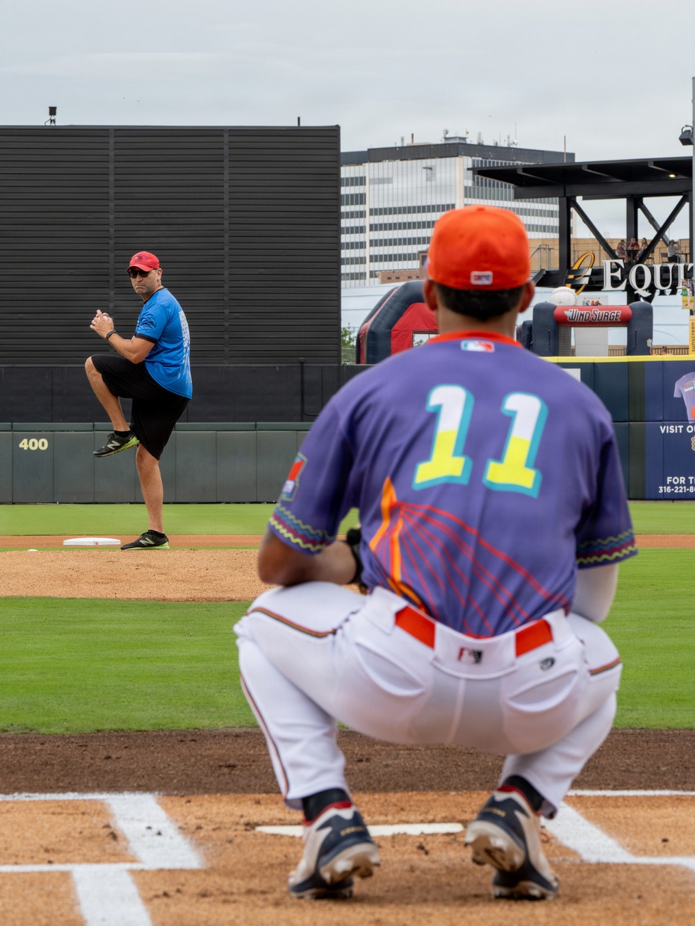 184th Wing gathers for family day at Wind Surge baseball game