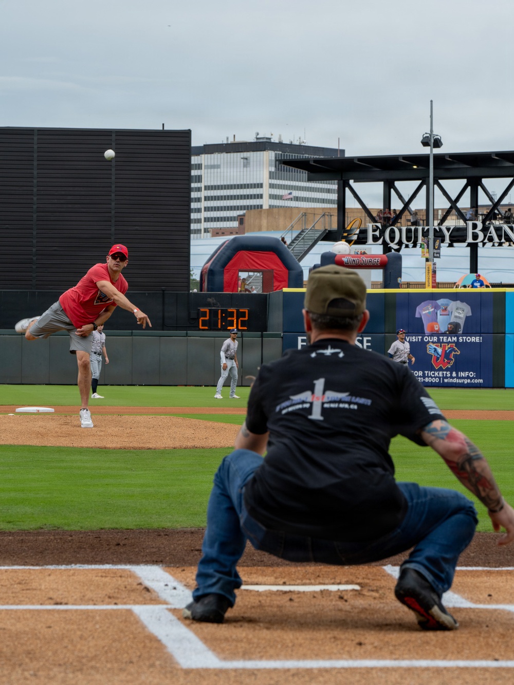 184th Wing gathers for family day at Wind Surge baseball game