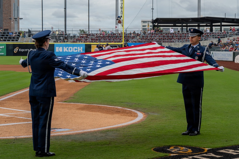 184th Wing gathers for family day at Wind Surge baseball game