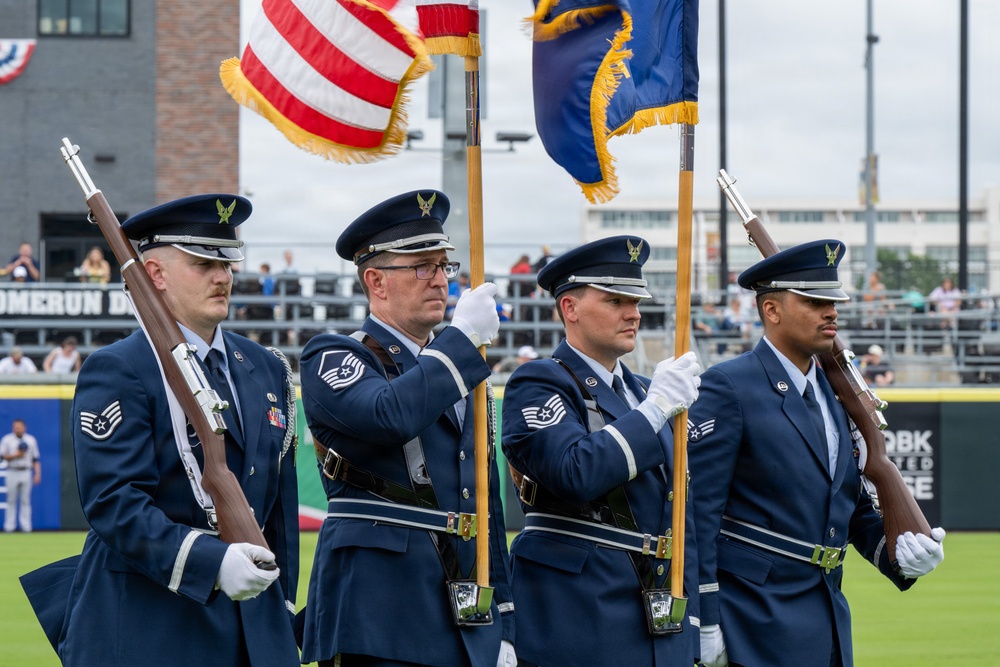 184th Wing gathers for family day at Wind Surge baseball game