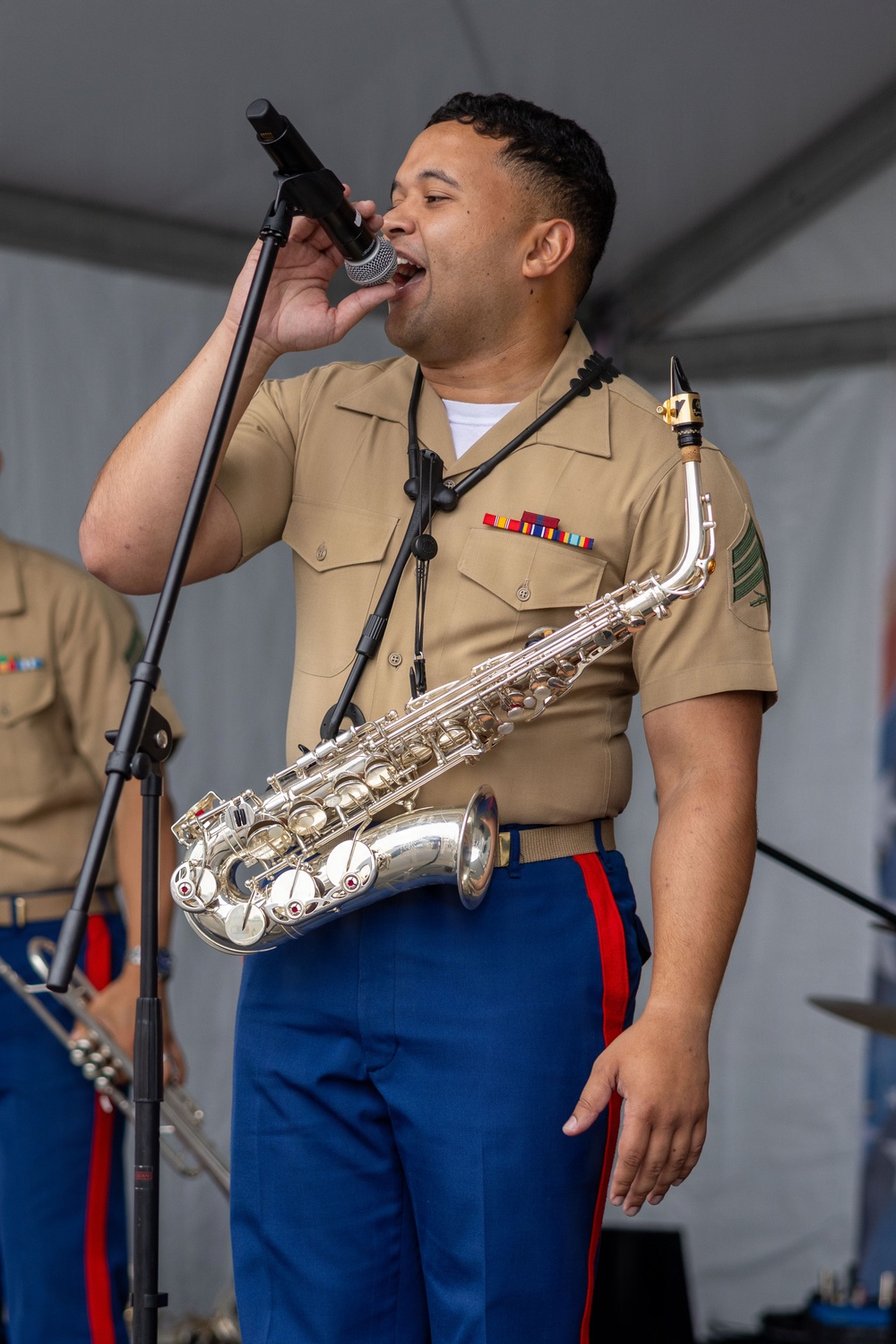 2nd Marine Division and Coast Guard Band Perform at the Intrepid Museum during INR 250