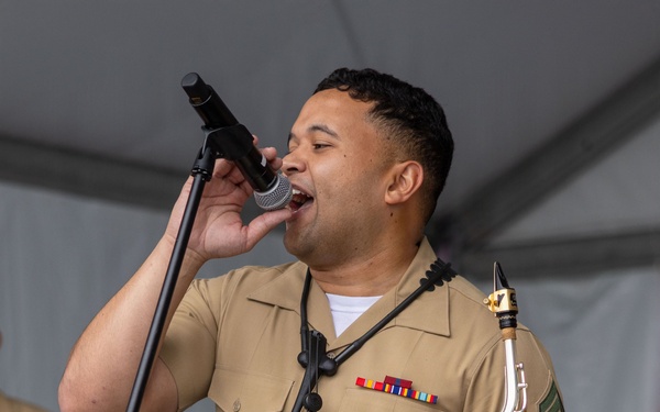 2nd Marine Division and Coast Guard Band Perform at the Intrepid Museum during INR 250