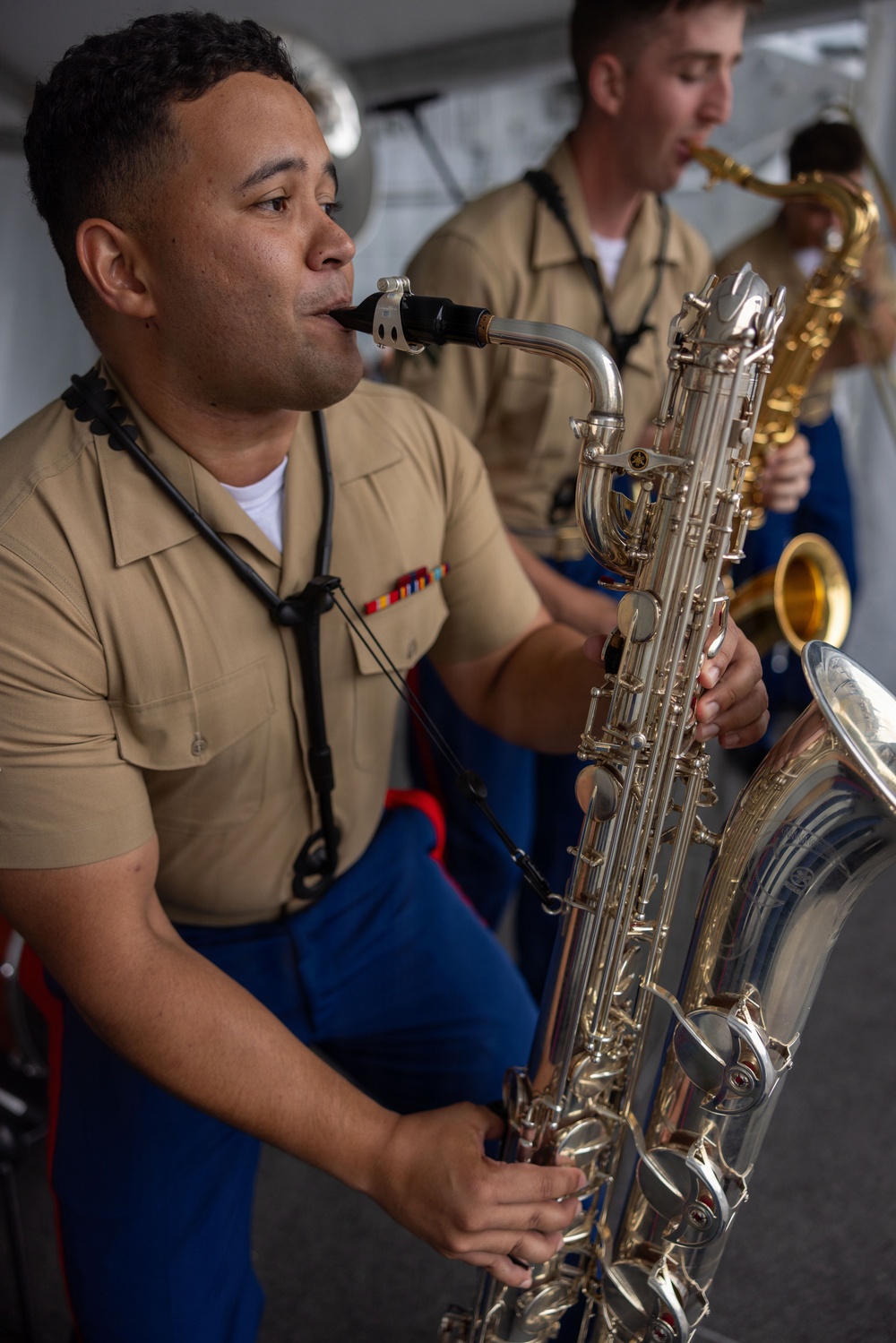 2nd Marine Division and Coast Guard Band Perform at the Intrepid Museum during INR 250