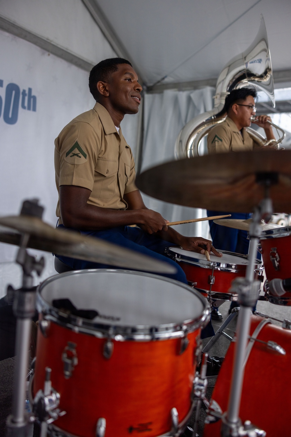 2nd Marine Division and Coast Guard Band Perform at the Intrepid Museum during INR 250