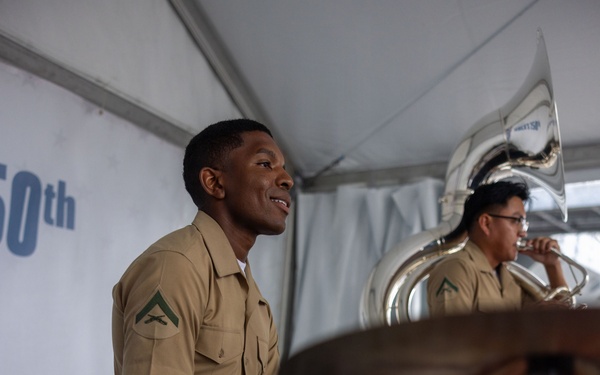 2nd Marine Division and Coast Guard Band Perform at the Intrepid Museum during INR 250