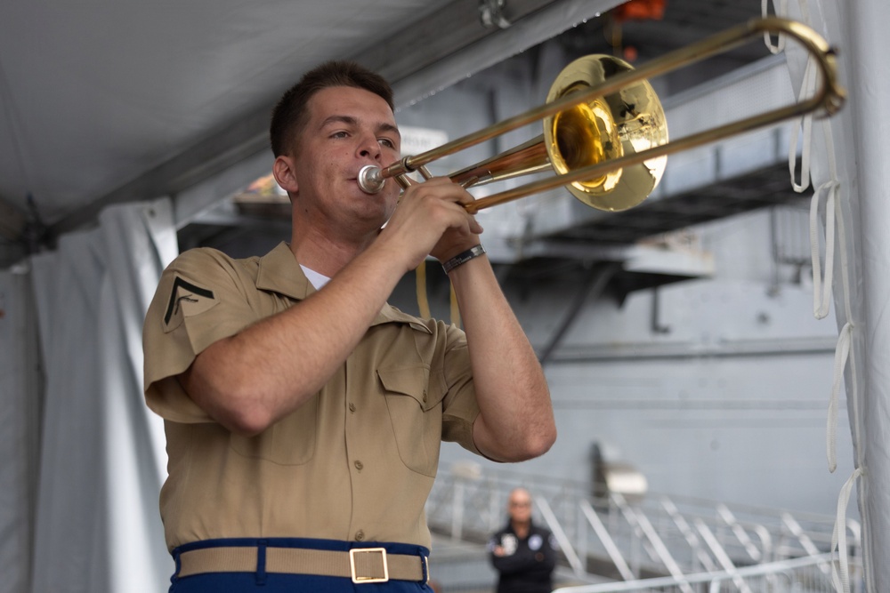 2nd Marine Division and Coast Guard Band Perform at the Intrepid Museum during INR 250
