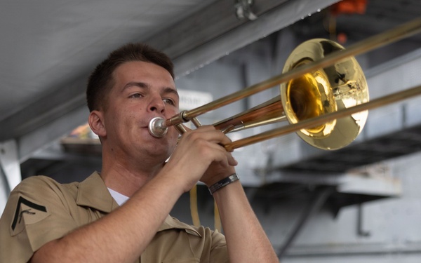 2nd Marine Division and Coast Guard Band Perform at the Intrepid Museum during INR 250