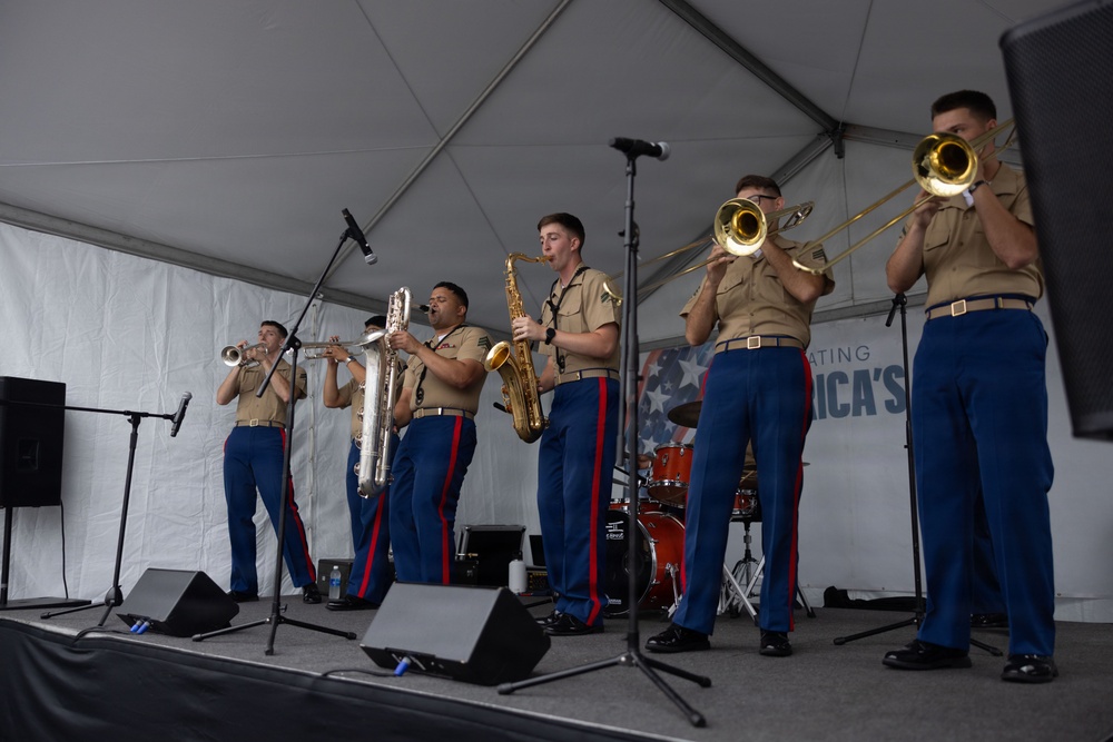 2nd Marine Division and Coast Guard Band Perform at the Intrepid Museum during INR 250