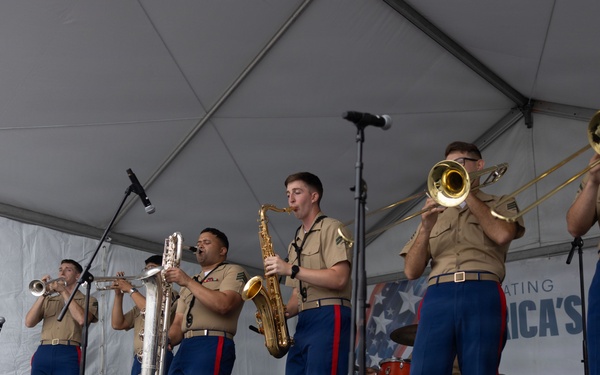 2nd Marine Division and Coast Guard Band Perform at the Intrepid Museum during INR 250