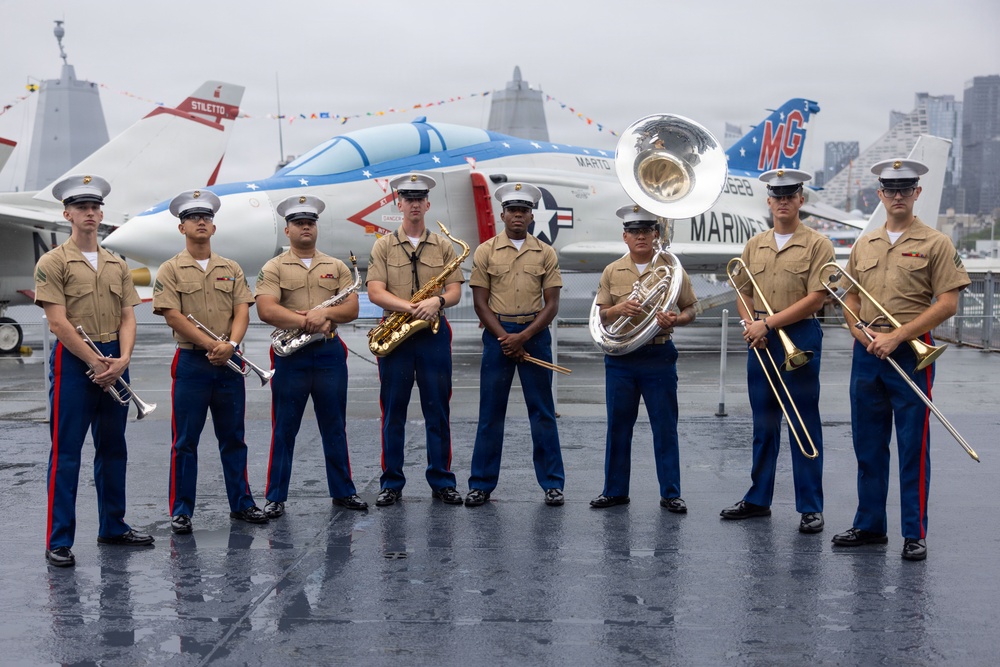 2nd Marine Division and Coast Guard Band Perform at the Intrepid Museum during INR 250