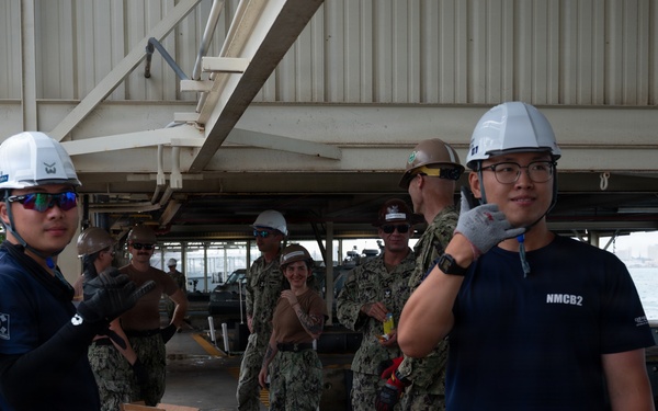 ROK Navy Sailors, U.S. Navy Seabees replace 1,300 feet of Pearl Harbor Waterline During RIMPAC 2026