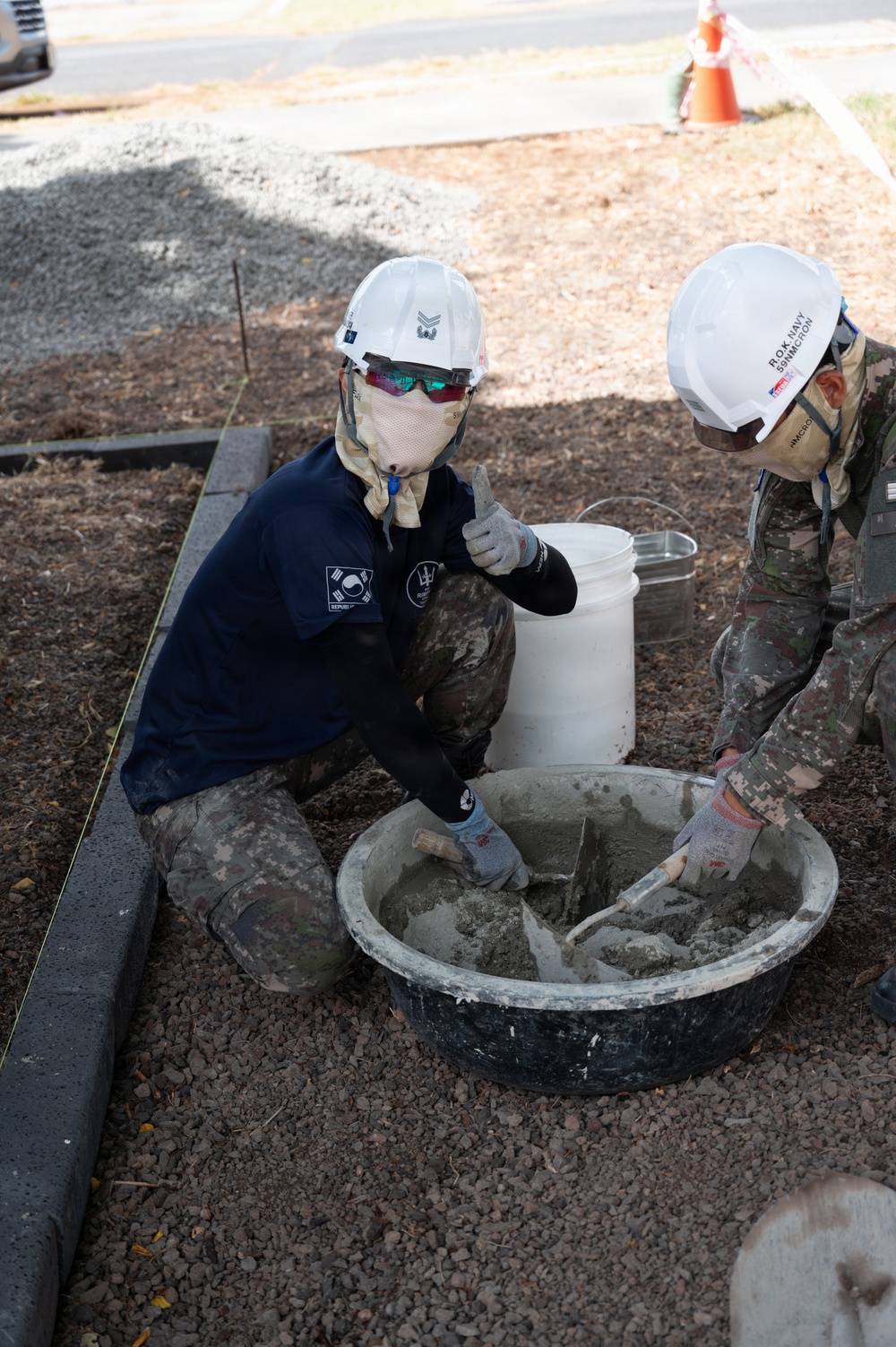 ROK Navy Sailors construct a pagoda at Pearl Harbor for RIMPAC 2026