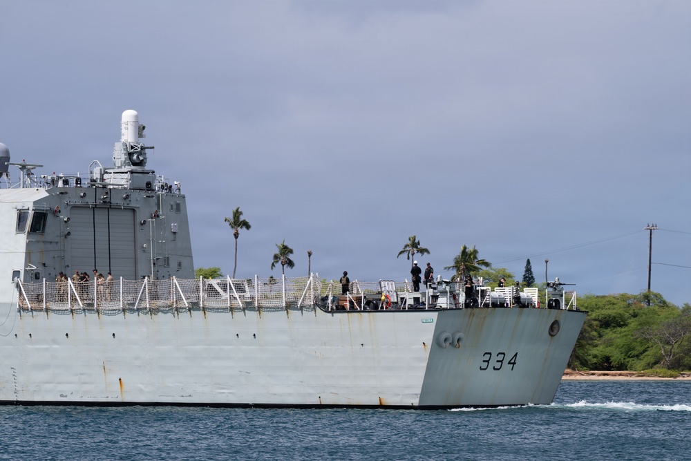 HMCS Regina departs Pearl Harbor-Hickam during RIMPAC 2026