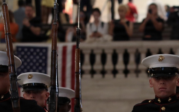 U.S. Marine Corps Silent Drill Platoon performs at Grand Central