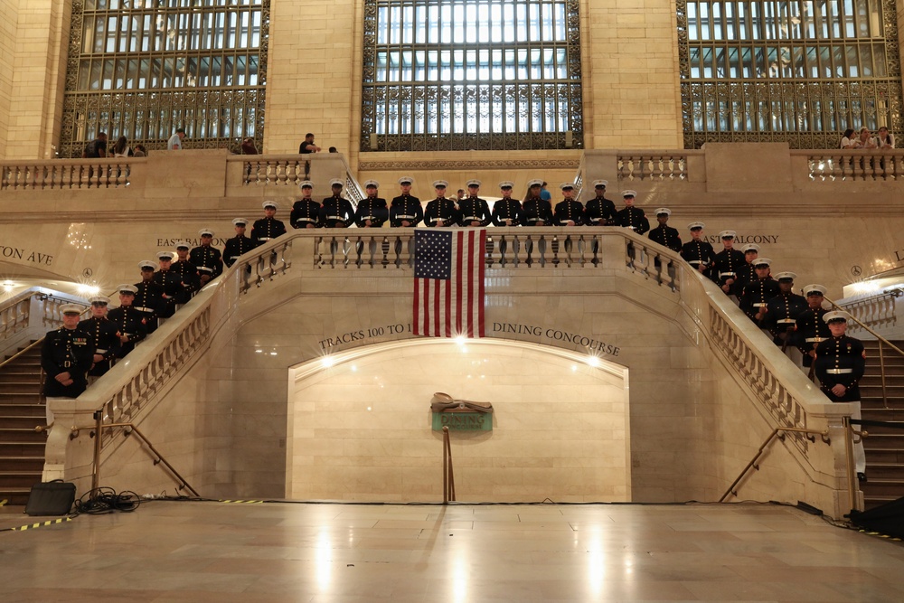 U.S. Marine Corps Silent Drill Platoon performs at Grand Central