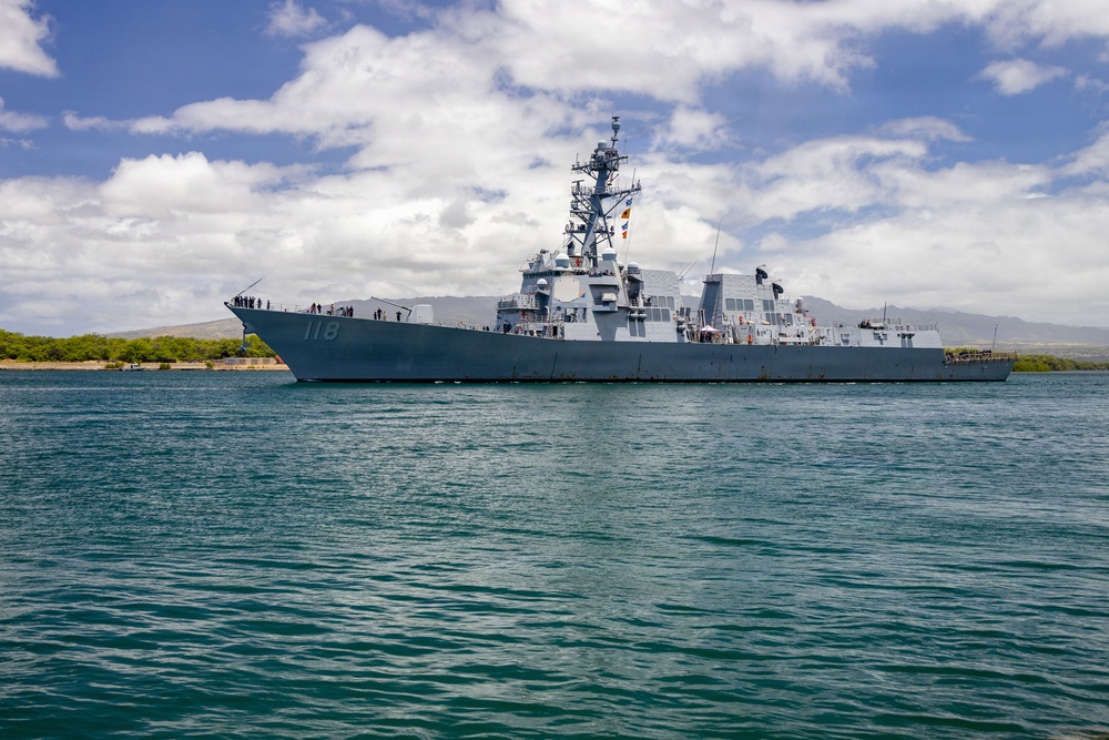 USS Daniel Inouye Departs Pearl Harbor to Begin RIMPAC 2026 Sea Phase