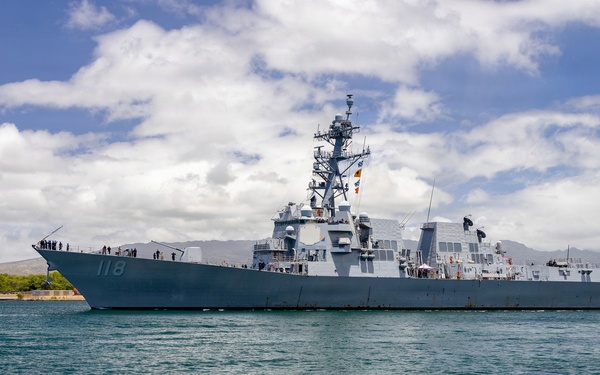 USS Daniel Inouye Departs Pearl Harbor to Begin RIMPAC 2026 Sea Phase
