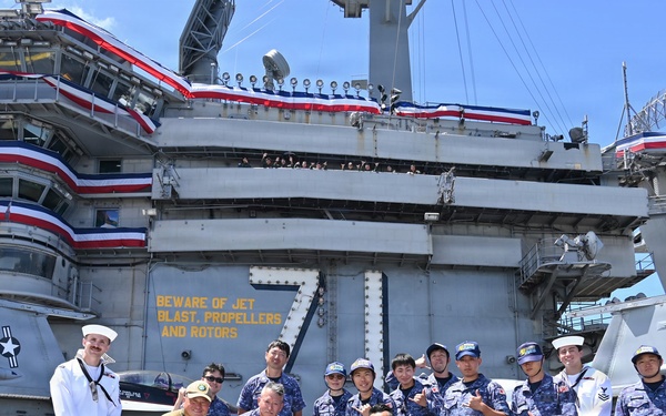 JMSDF Sailors tour USS Theodore Roosevelt During RIMPAC 2026