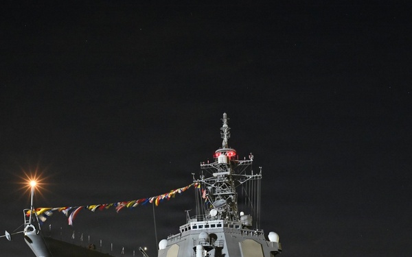 Fireworks Illuminate JS KONGO During U.S. Independence Day Celebration