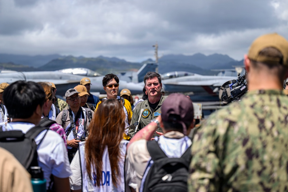 USS Theodore Roosevelt hosts media during RIMPAC 26