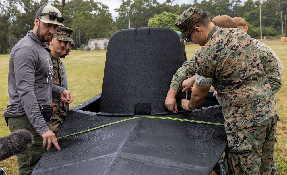 U.S. Sailors, Marines work on 3D printed boat during RIMPAC 26