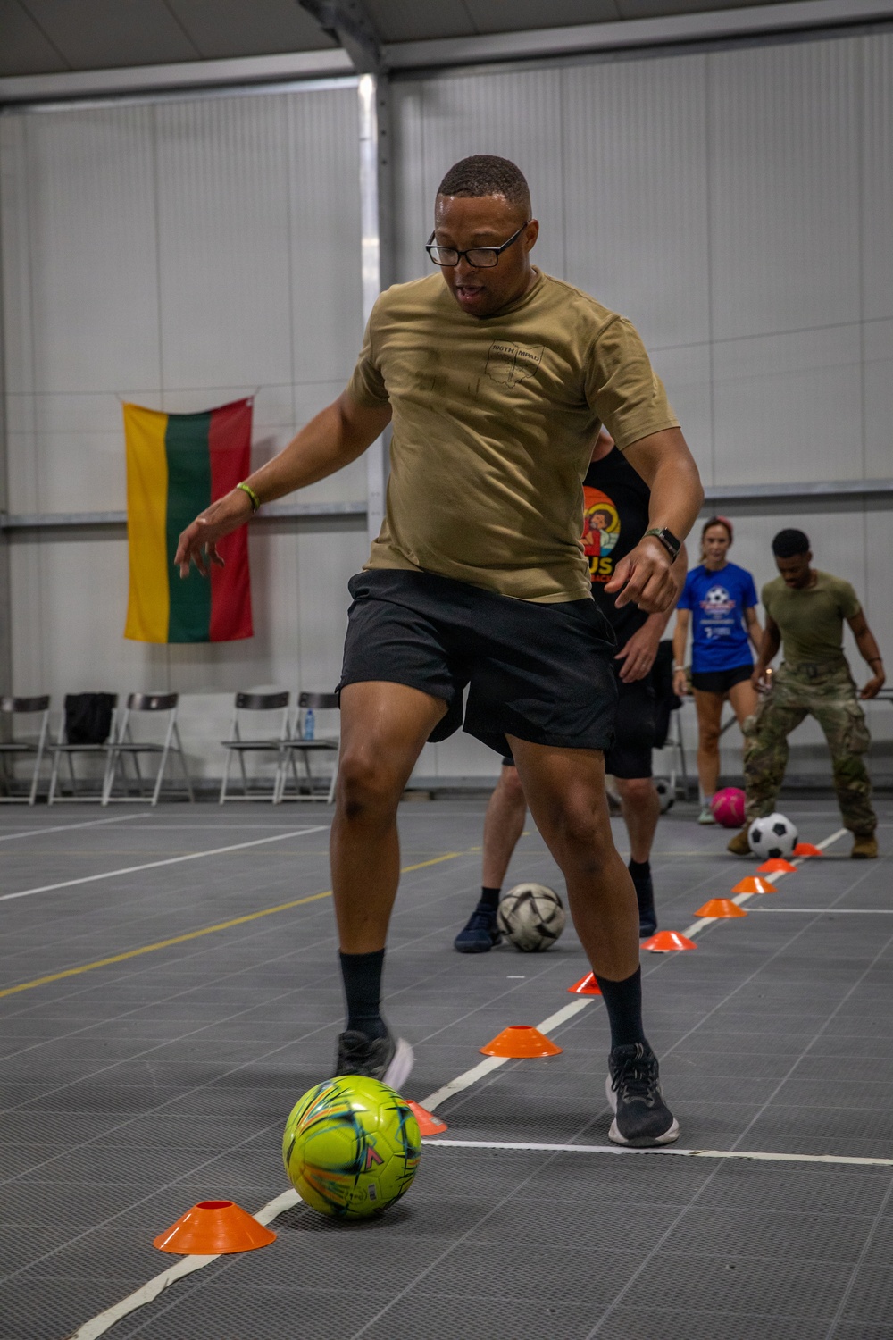Soldiers attend soccer clinic held by professional players at Pabradė Training Area