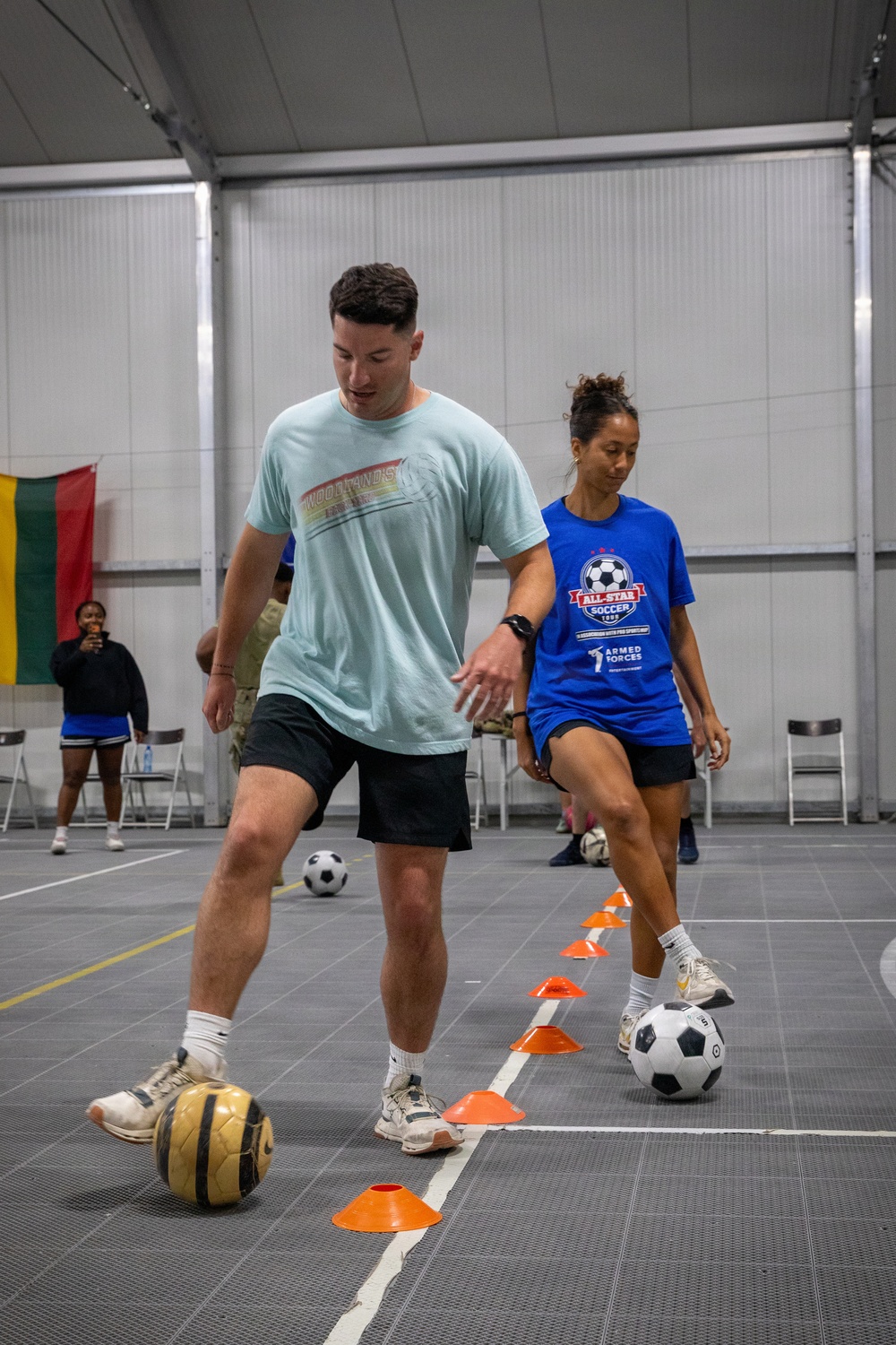 Soldiers attend soccer clinic held by professional players at Pabradė Training Area
