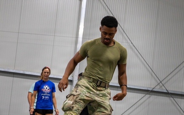Soldiers attend soccer clinic held by professional players at Pabradė Training Area