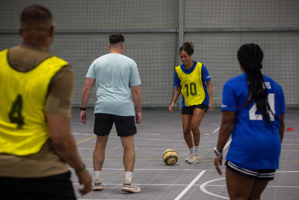 Soldiers attend soccer clinic held by professional players at Pabradė Training Area