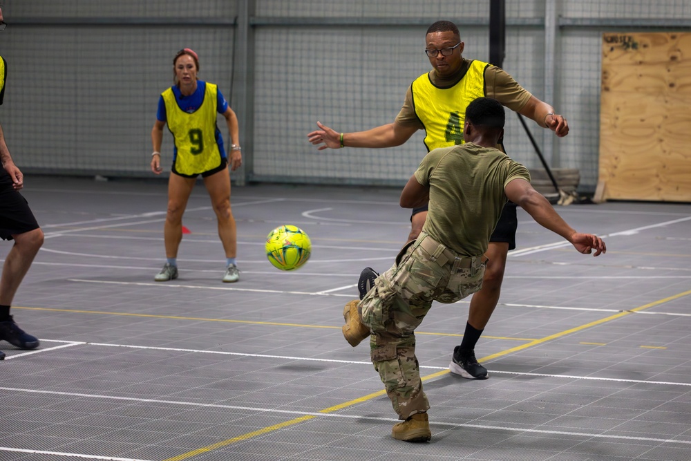 Soldiers attend soccer clinic held by professional players at Pabradė Training Area